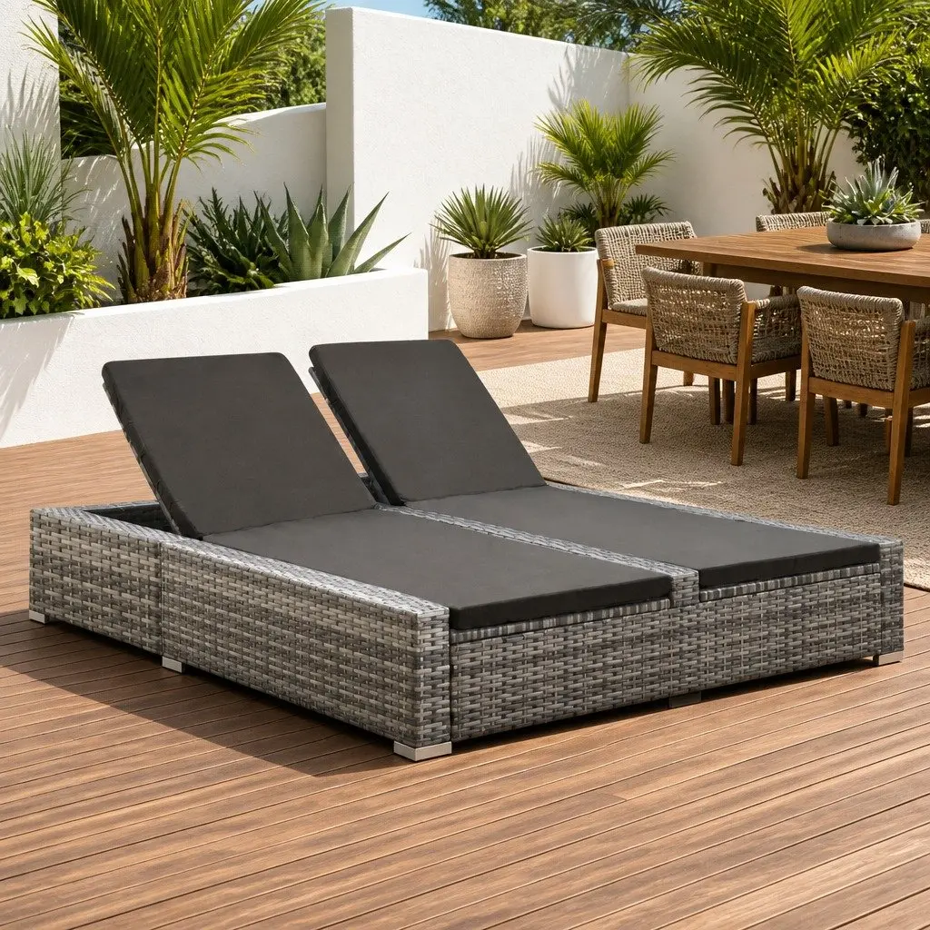 Double Sun Lounger with Removable Cushions
