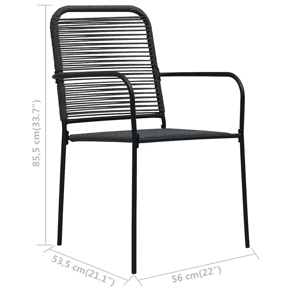 Outdoor Garden Chairs Set 4 Piece Minimalist Cotton Rope Steel Frame Black