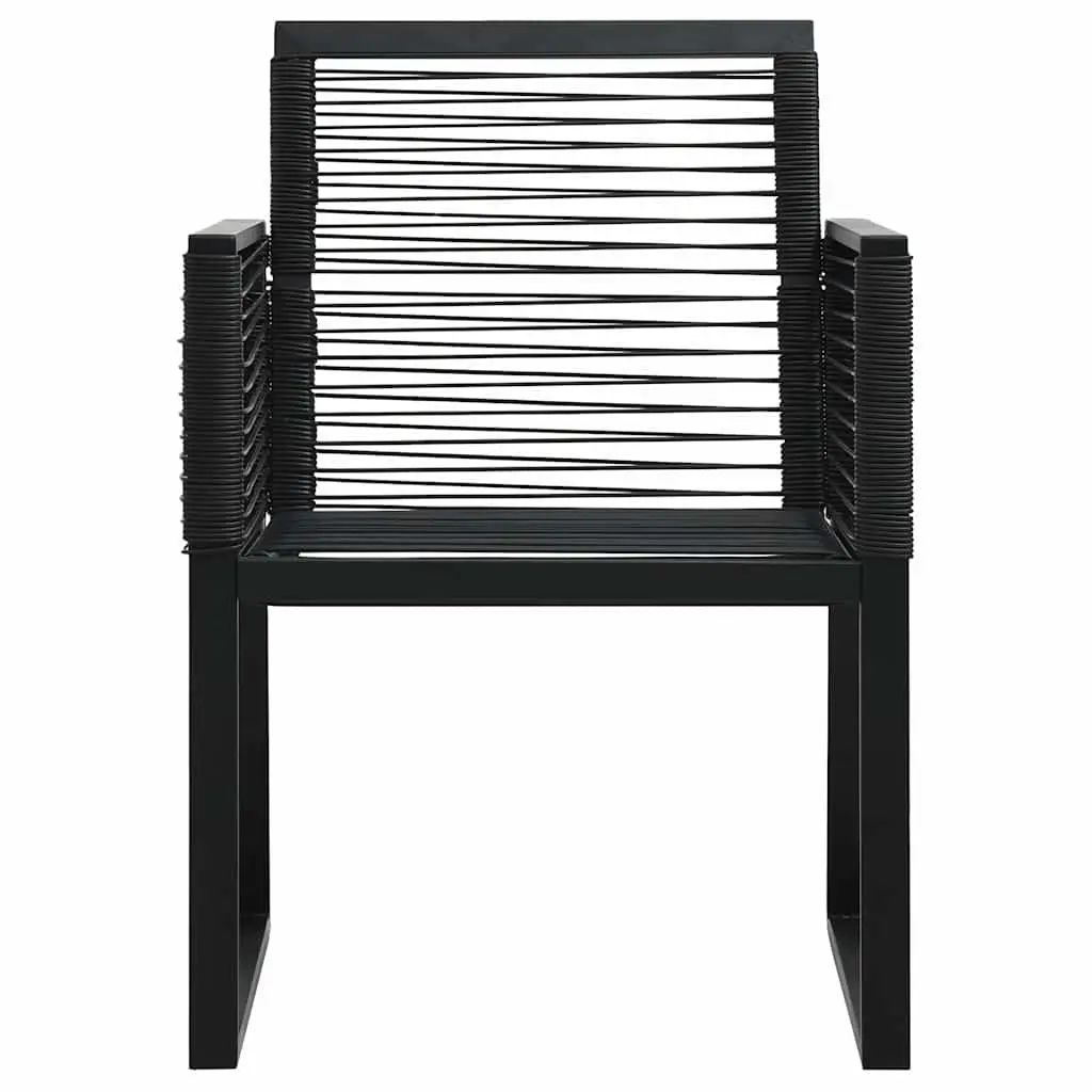 Outdoor Chairs Black Rope Rattan Garden Seating Set 4 Piece Lightweight Durable
