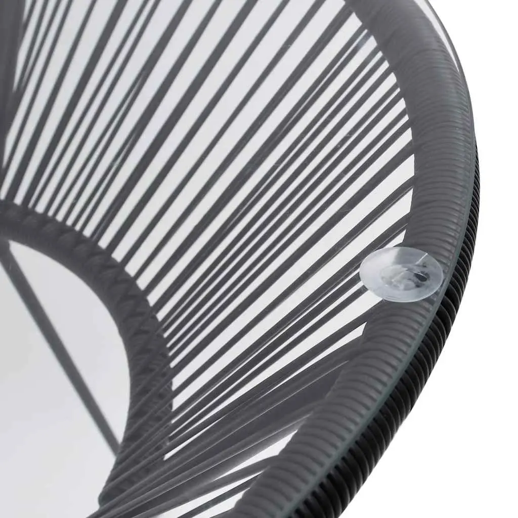 Garden Dining Table Round Outdoor Patio Furniture 70 cm Black Rattan Glass Top