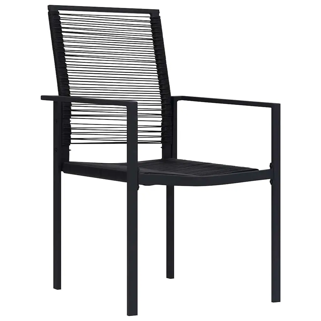 Garden Chairs Set 2 pcs Outdoor Patio Seating Black Rattan Backrest