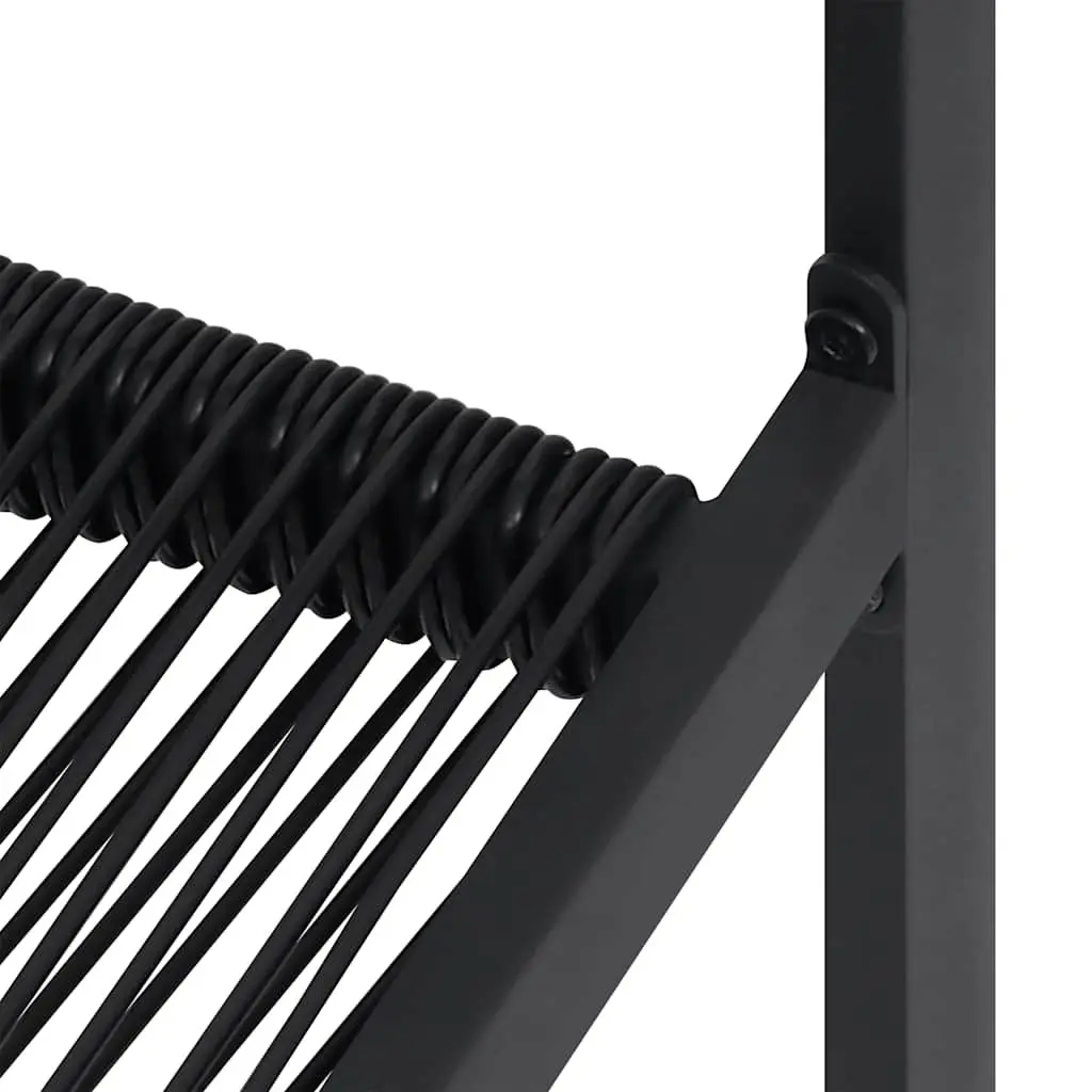 Garden Chairs Set 2 pcs Outdoor Patio Seating Black Rattan Backrest