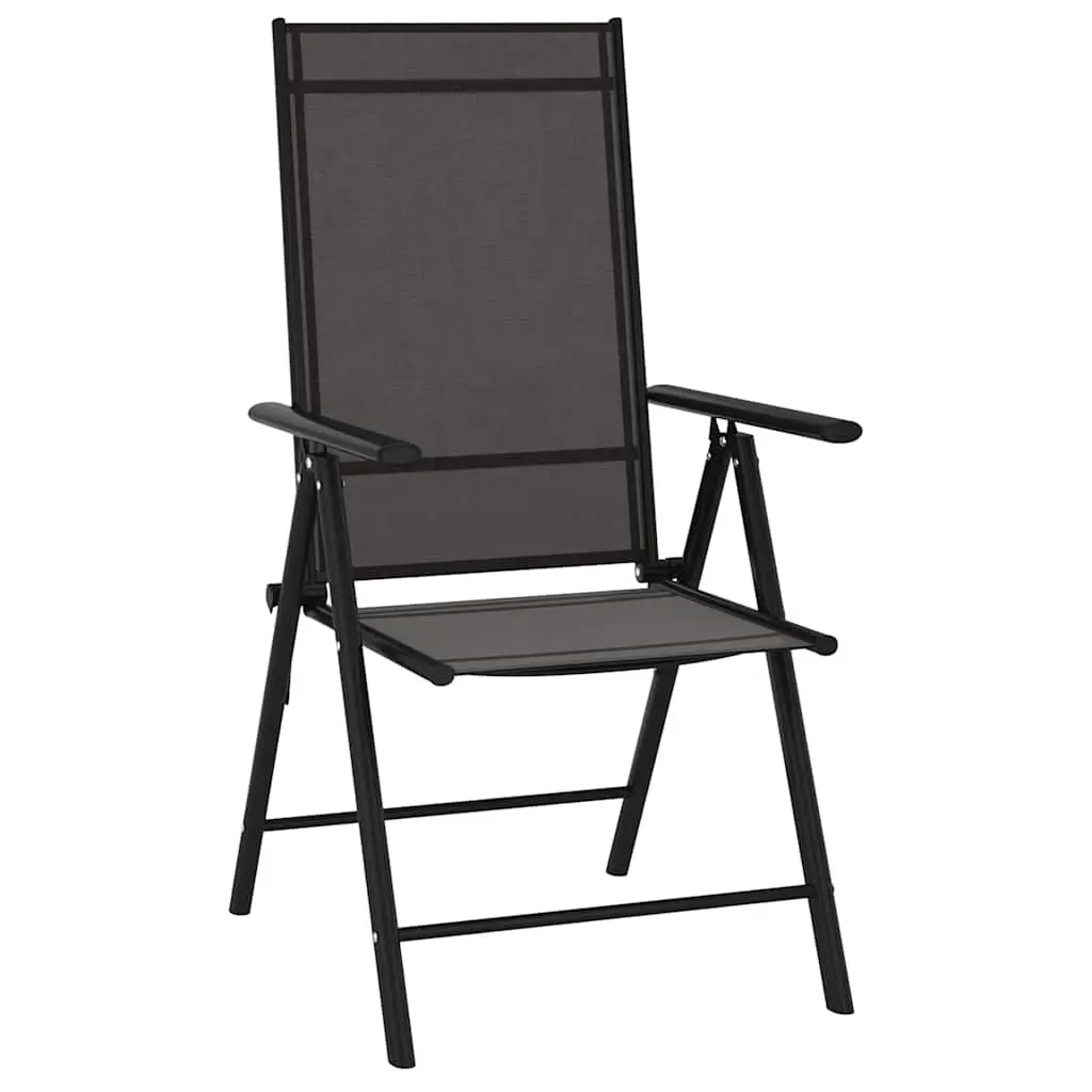 Folding Garden Chairs Outdoor Seating 6 Piece Black Reclining Textilene Backrest