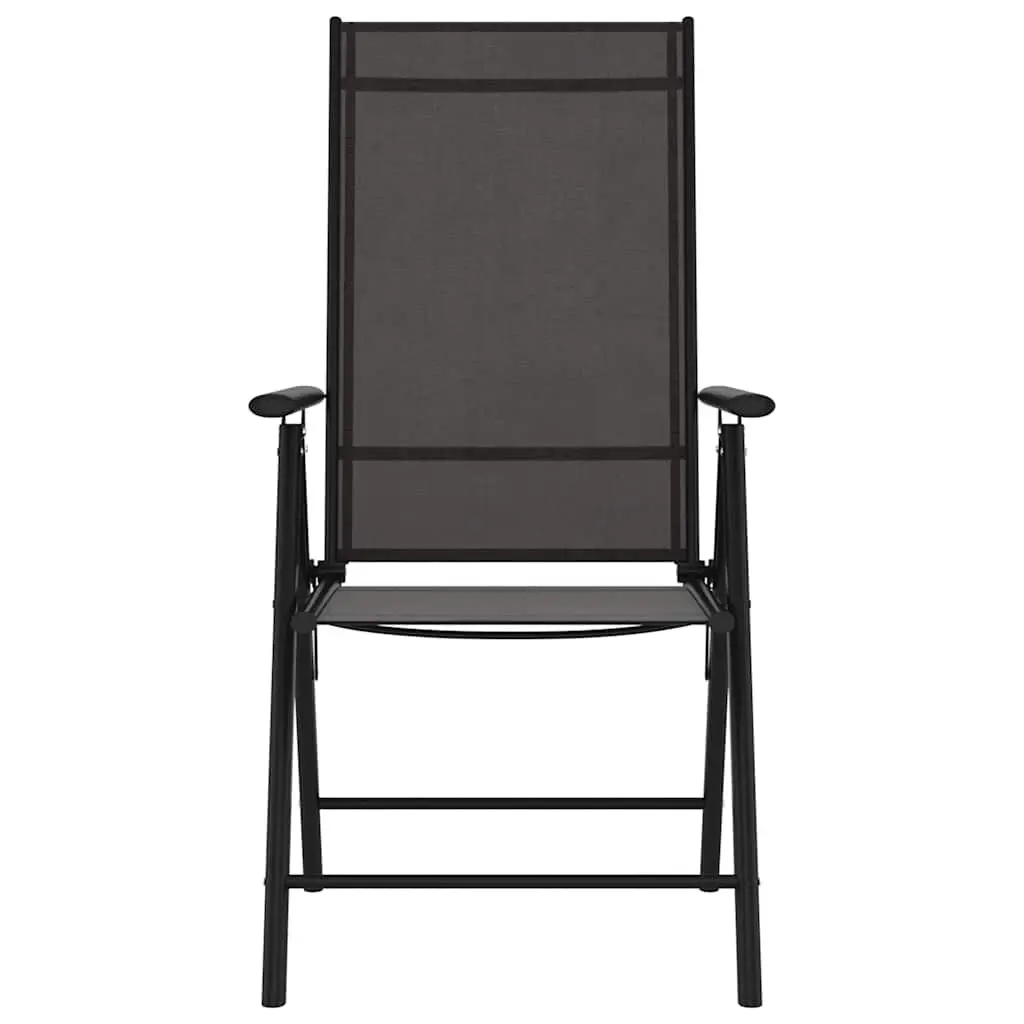 Folding Garden Chairs Outdoor Seating 6 Piece Black Reclining Textilene Backrest