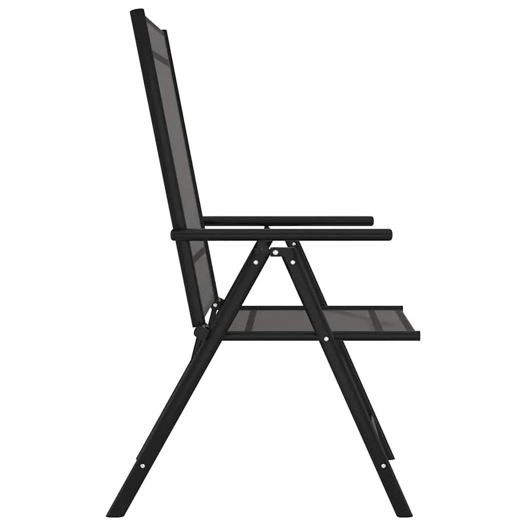 Folding Garden Chairs Outdoor Seating 6 Piece Black Reclining Textilene Backrest