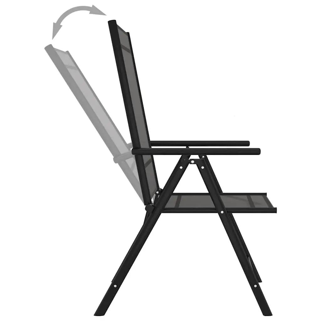 Folding Garden Chairs Outdoor Seating 6 Piece Black Reclining Textilene Backrest