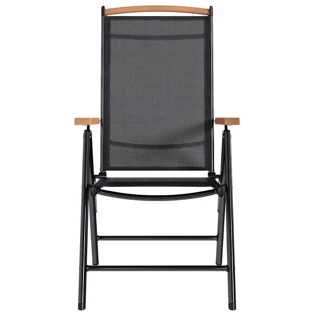 Folding Garden Chairs Set 6 Piece Outdoor Reclining Backrest Black Textilene