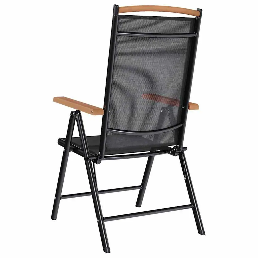 Folding Garden Chairs Set 6 Piece Outdoor Reclining Backrest Black Textilene