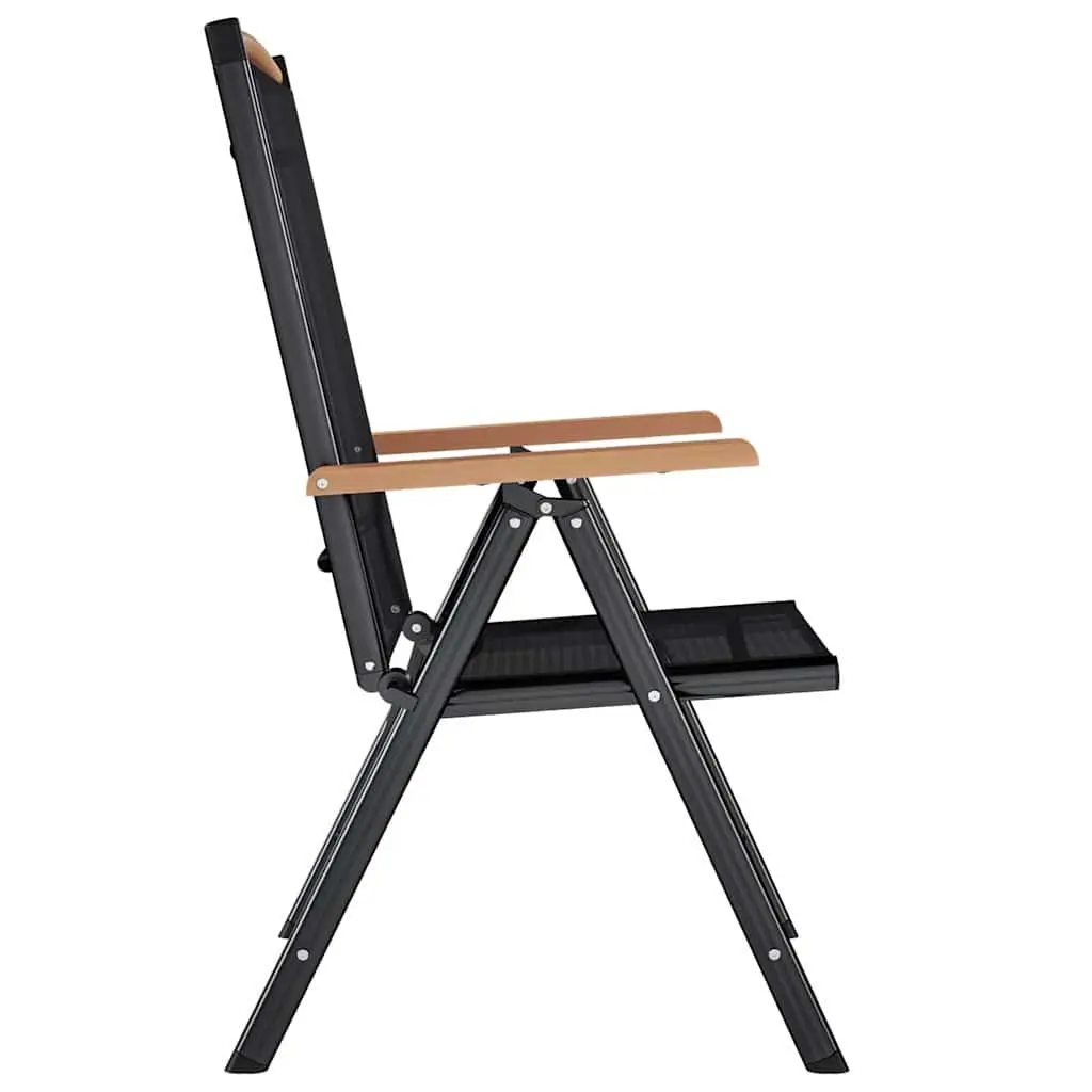 Folding Garden Chairs Set 6 Piece Outdoor Reclining Backrest Black Textilene