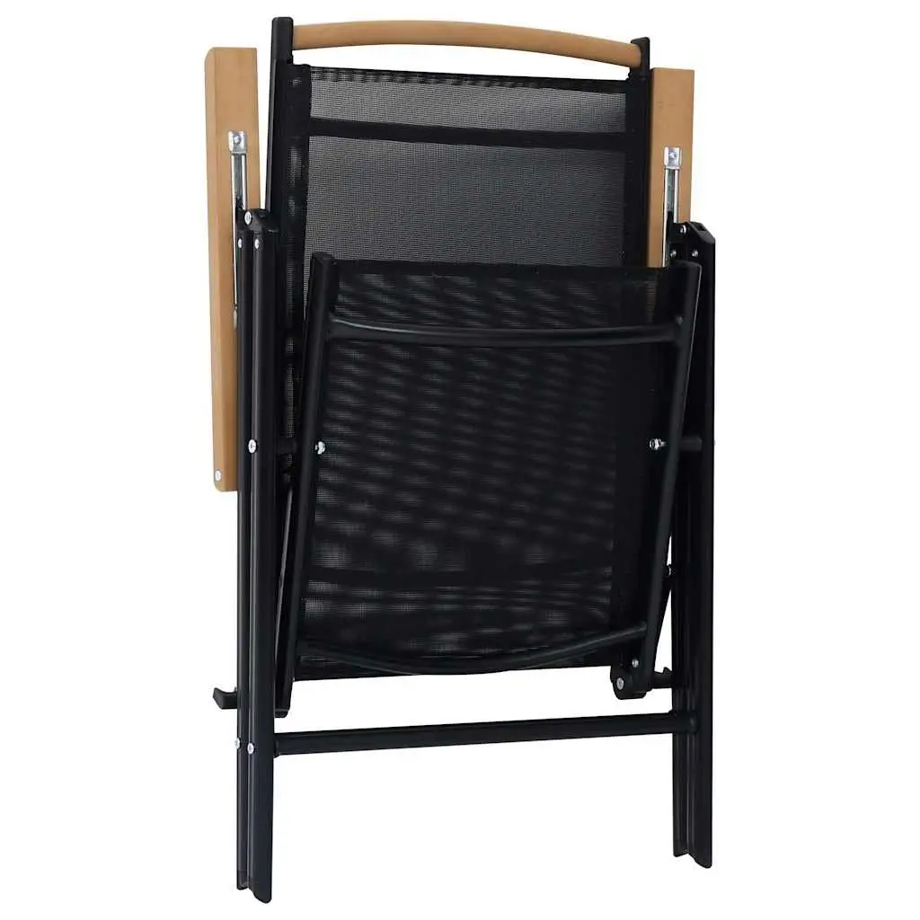 Folding Garden Chairs Set 6 Piece Outdoor Reclining Backrest Black Textilene