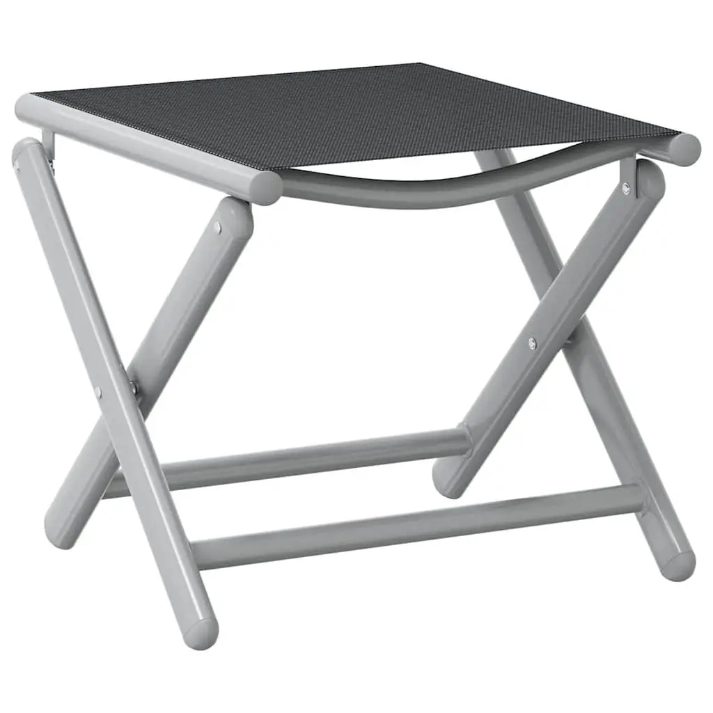 Folding Footrest Outdoor Foot Rest Stool Portable Aluminium Frame Textilene Black