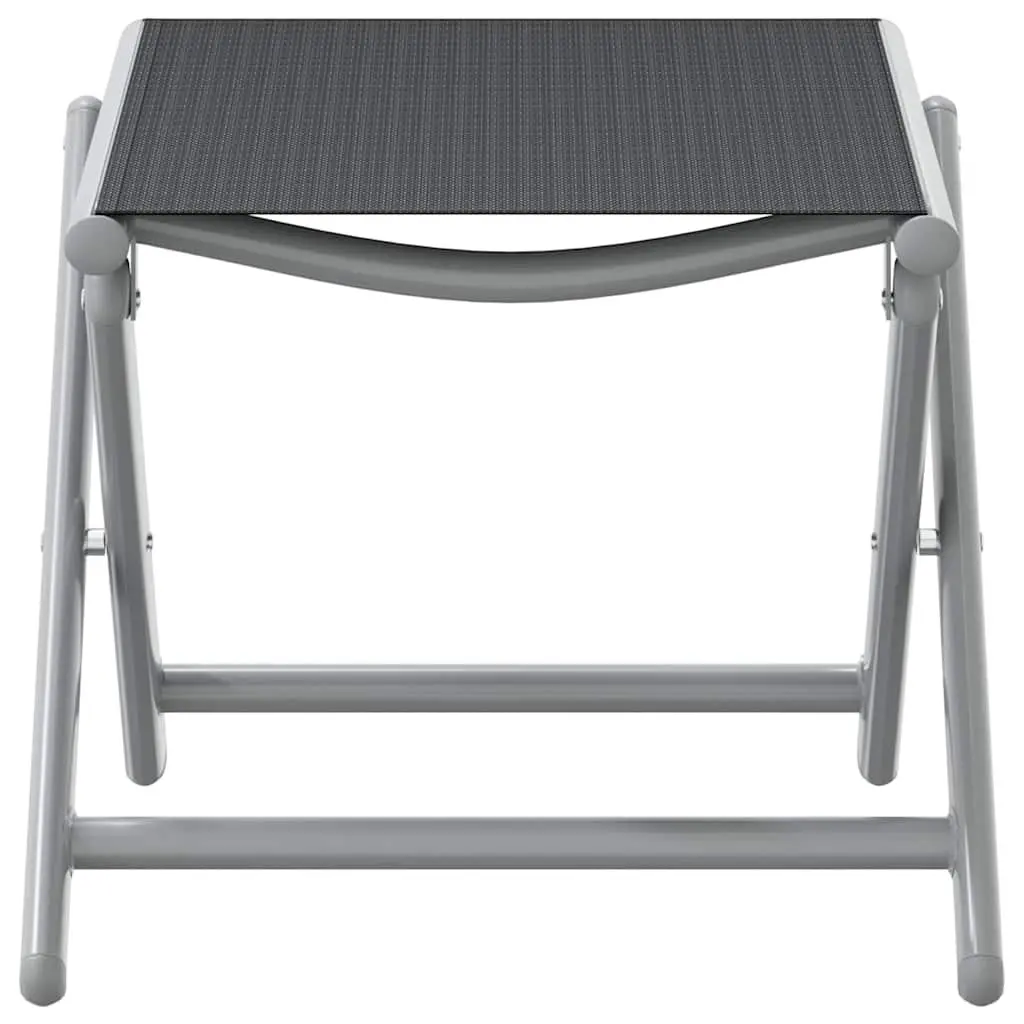 Folding Footrest Outdoor Foot Rest Stool Portable Aluminium Frame Textilene Black