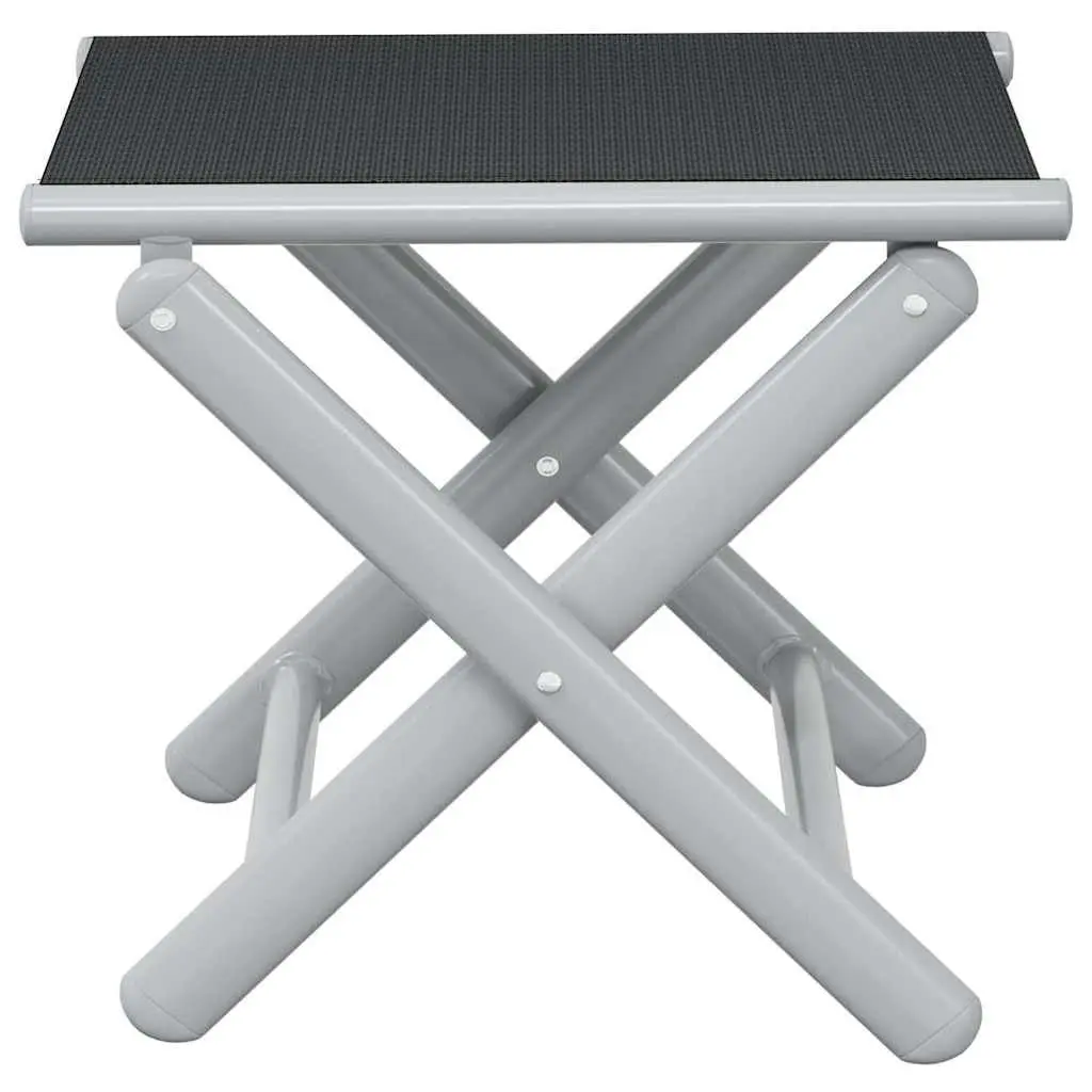 Folding Footrest Outdoor Foot Rest Stool Portable Aluminium Frame Textilene Black