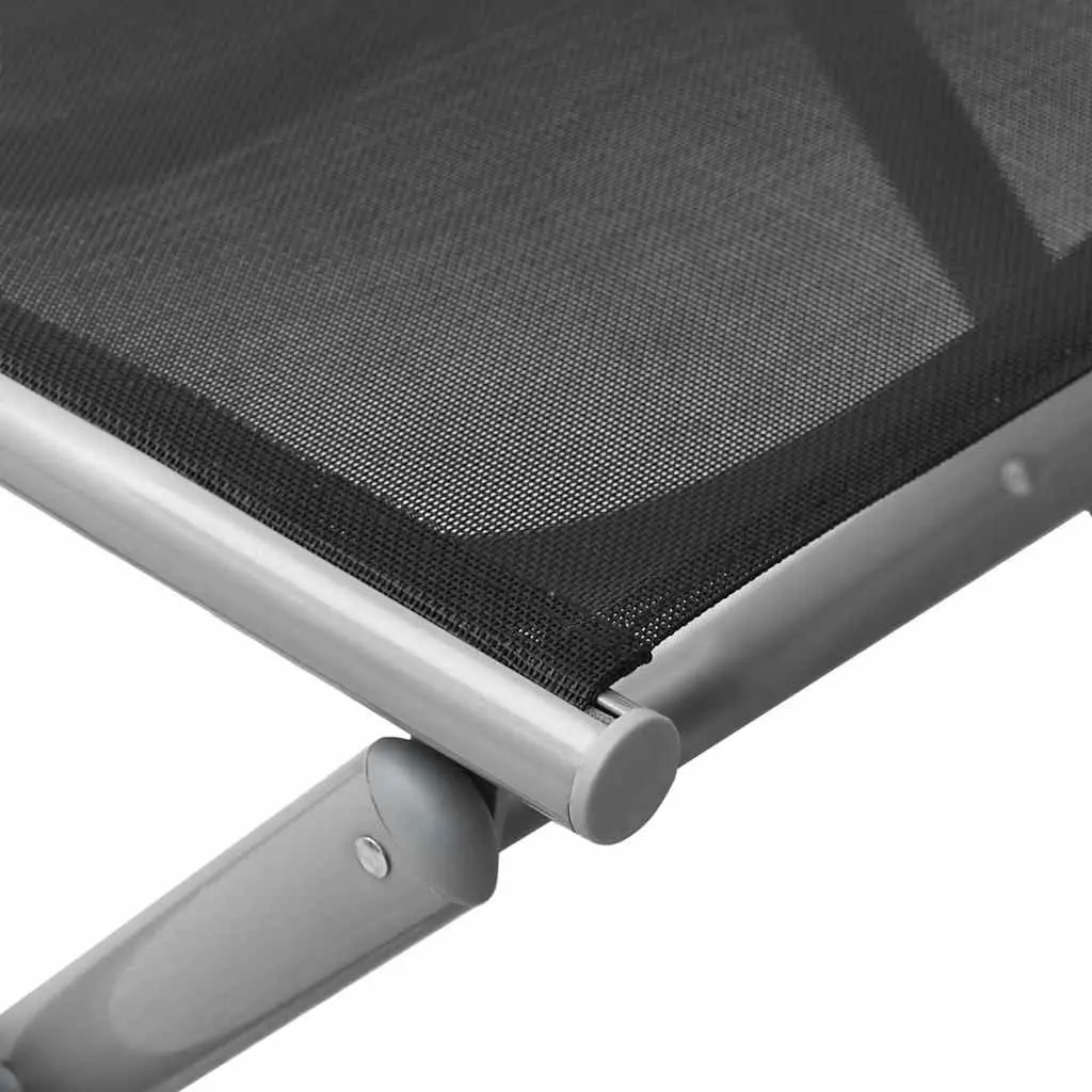 Folding Footrest Outdoor Foot Rest Stool Portable Aluminium Frame Textilene Black