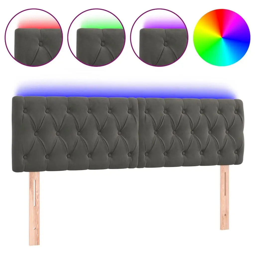 LED Headboard in Grey Velvet with Back Support