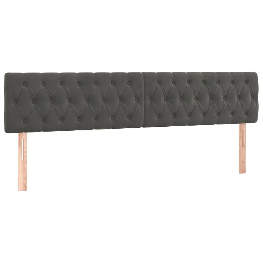 LED Headboard Bedroom Bed Frame 200 cm Grey Velvet Adjustable Height