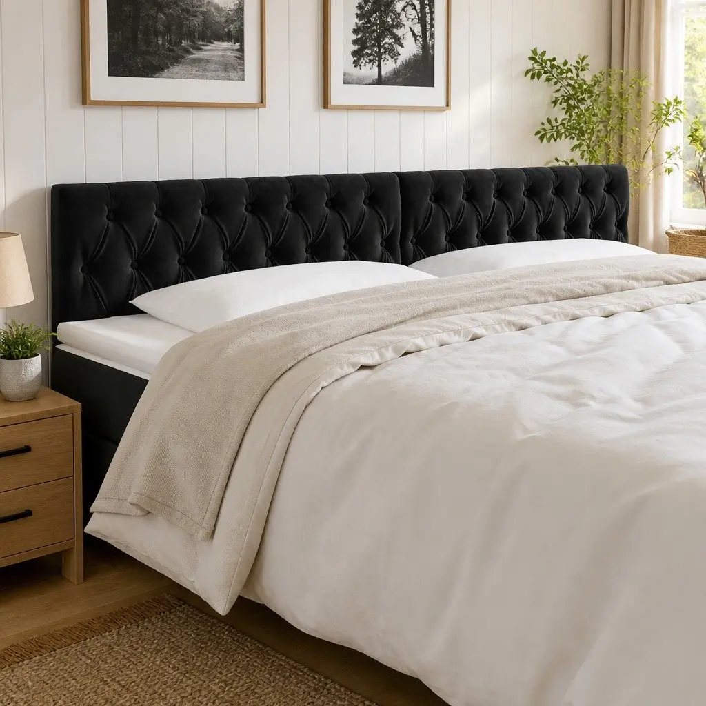 LED Headboard Adjustable Height 200 cm Black Velvet