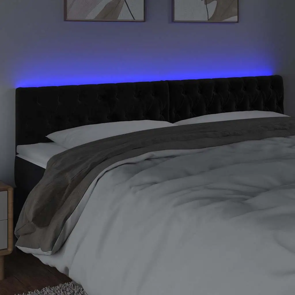 LED Headboard Adjustable Height 200 cm Black Velvet