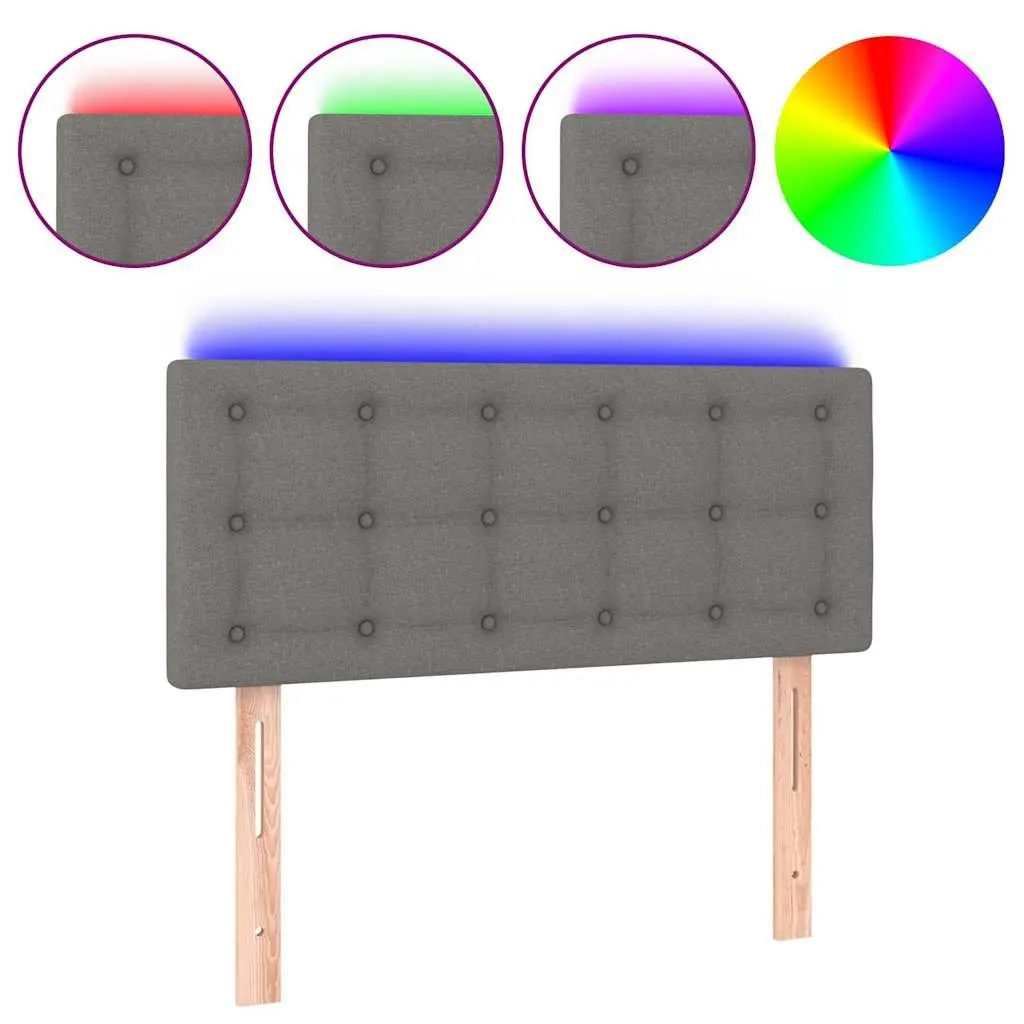 LED Headboard 100cm Grey Fabric Bed Header Modern Design Adjustable Height Back