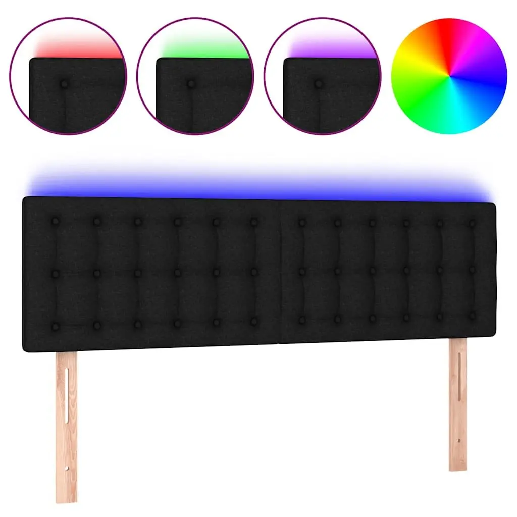LED Headboard Adjustable Height 144 cm Black Fabric Bedroom Wall Mount