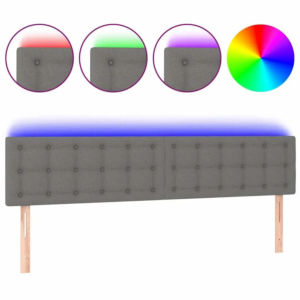 LED Headboard 160 cm Dark Grey Fabric Bed Head Adjustable Height Modern Bedroom