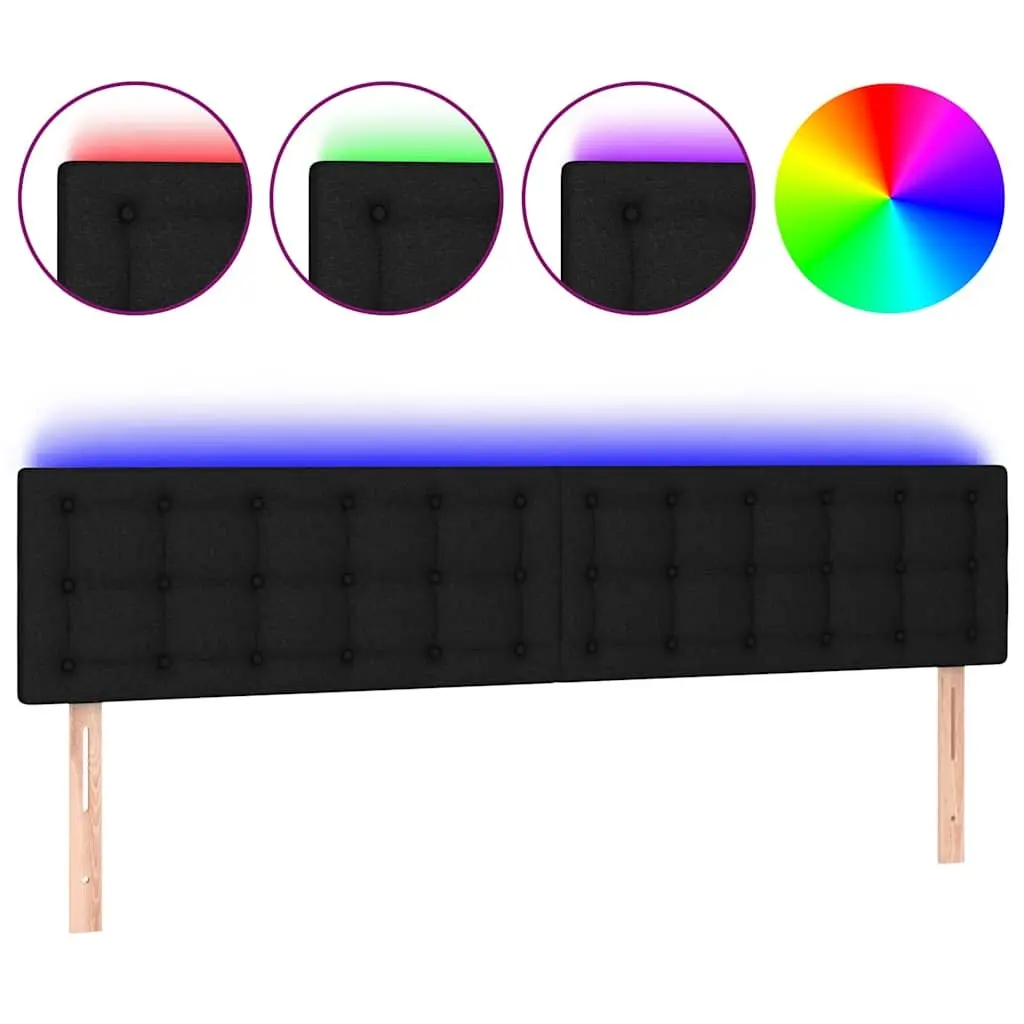 LED Headboard Adjustable Height 200 cm Black Fabric Modern Bedroom Wall Mount