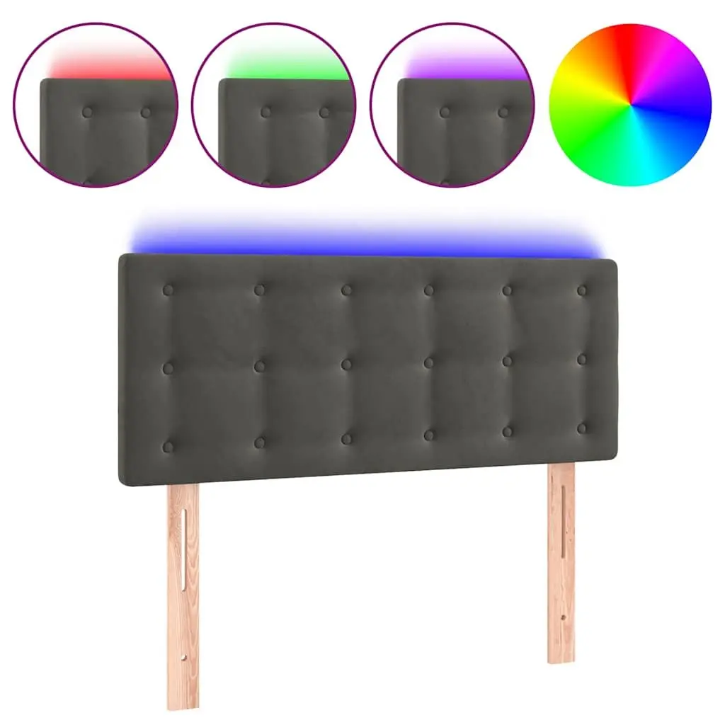 LED Headboard 100cm Dark Grey Velvet Bed Back Support Modern Bedroom Furniture