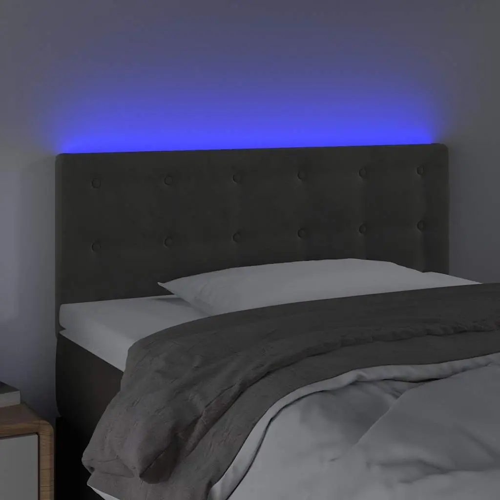 LED Headboard 100cm Dark Grey Velvet Bed Back Support Modern Bedroom Furniture