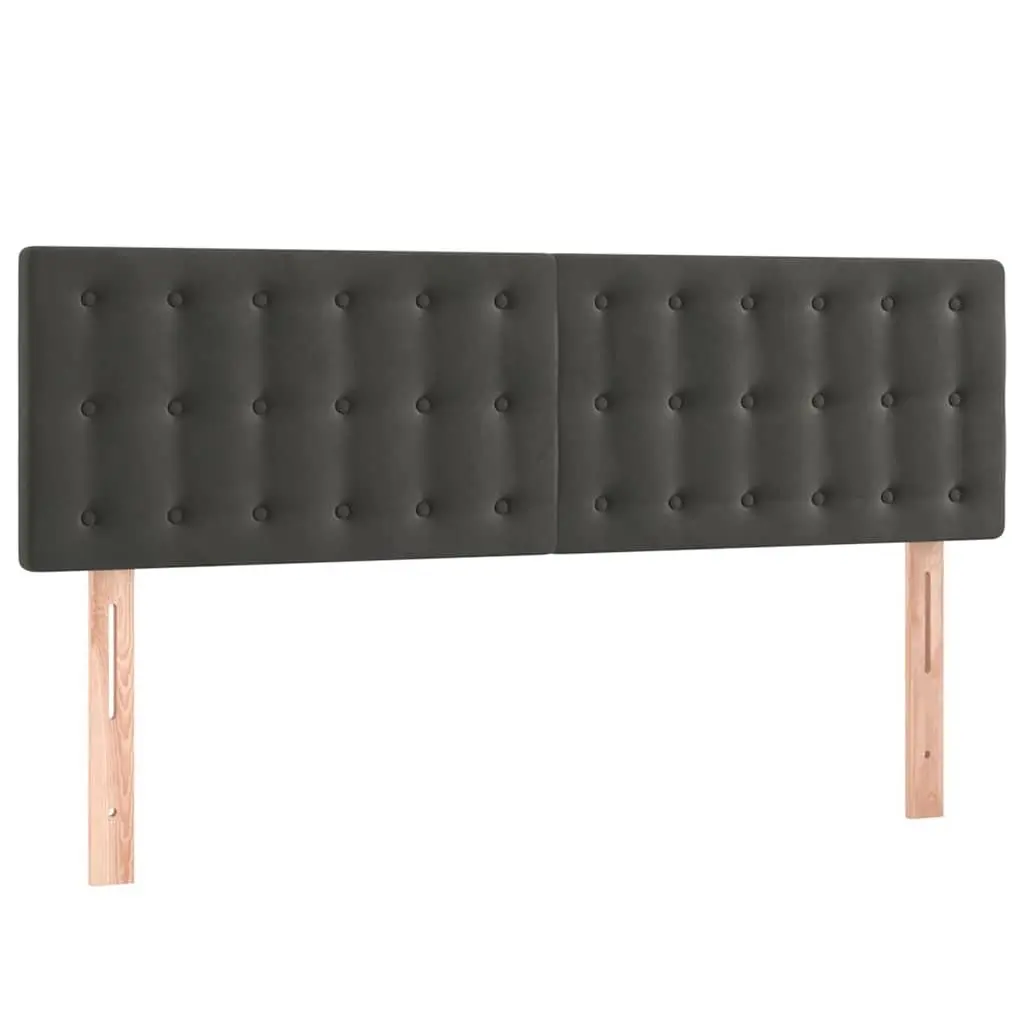 LED Headboard Dark Grey 144cm Velvet Bed Backrest Modern Bedroom Furniture