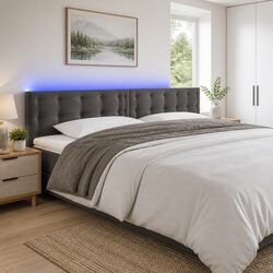Comfortable Dark Grey Velvet LED Headboard 160cm