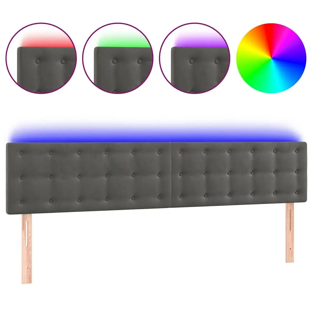 LED Headboard 160cm Dark Grey Velvet Upholstered Modern Bedroom Furniture