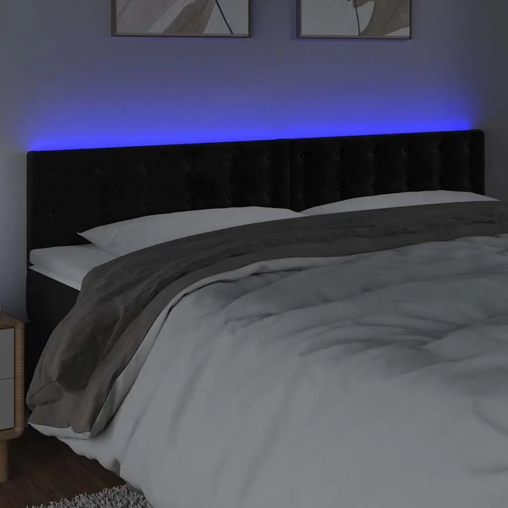 LED Headboard Backrest Support 160 cm Black Velvet Modern Bedroom