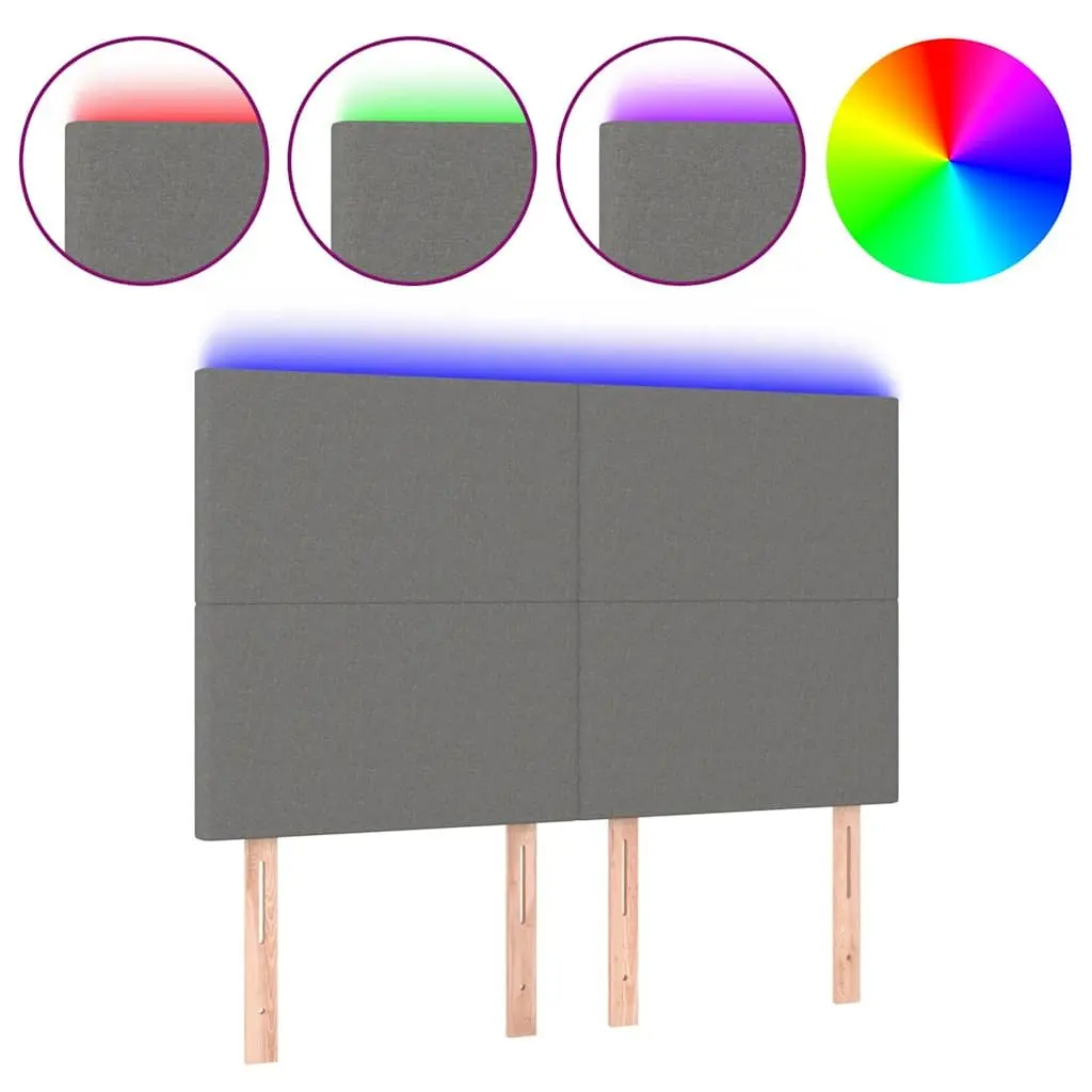 Adjustable Height LED Backrest Headboard Dark Grey Fabric 144cm Bedroom