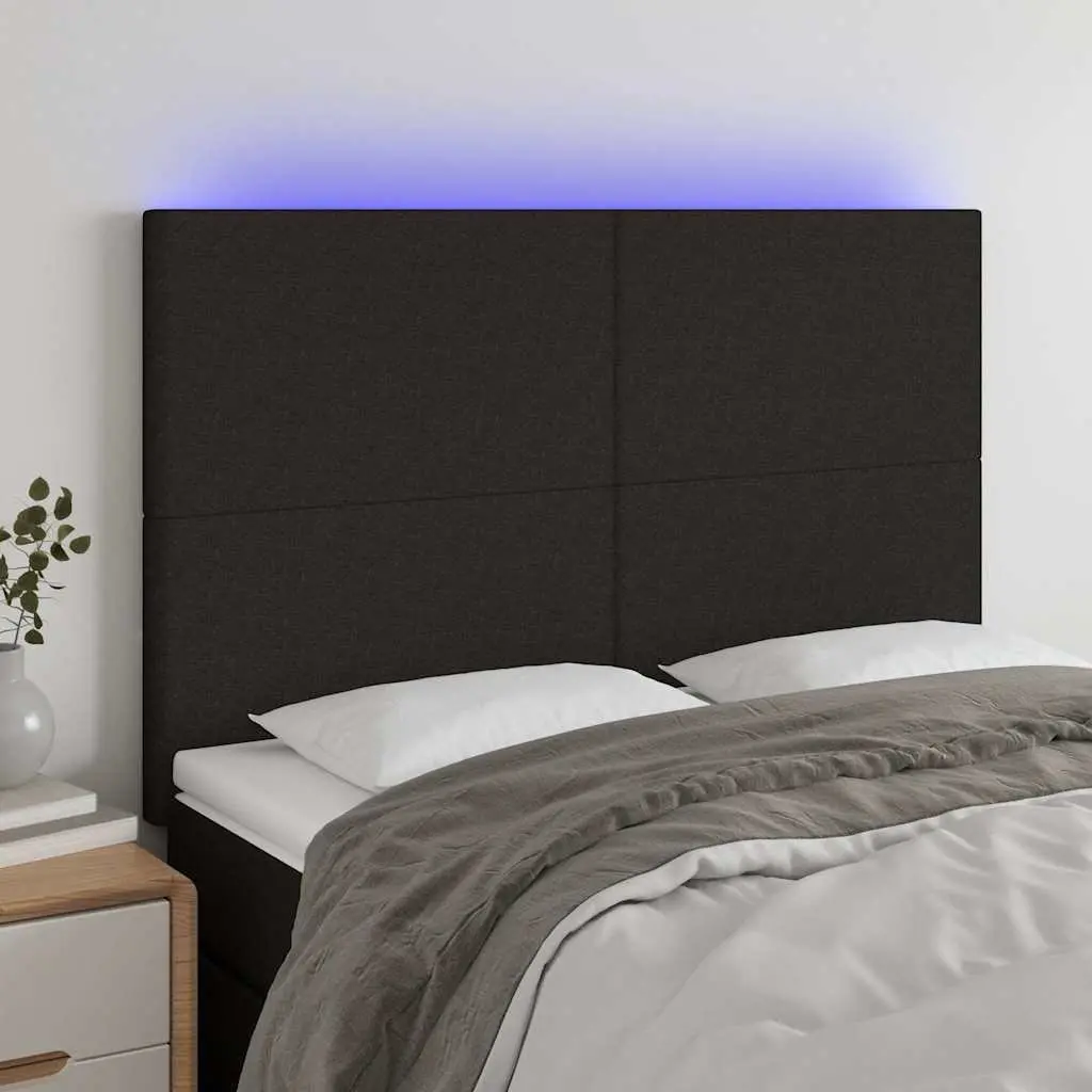 LED Headboard 144cm in Black Fabric