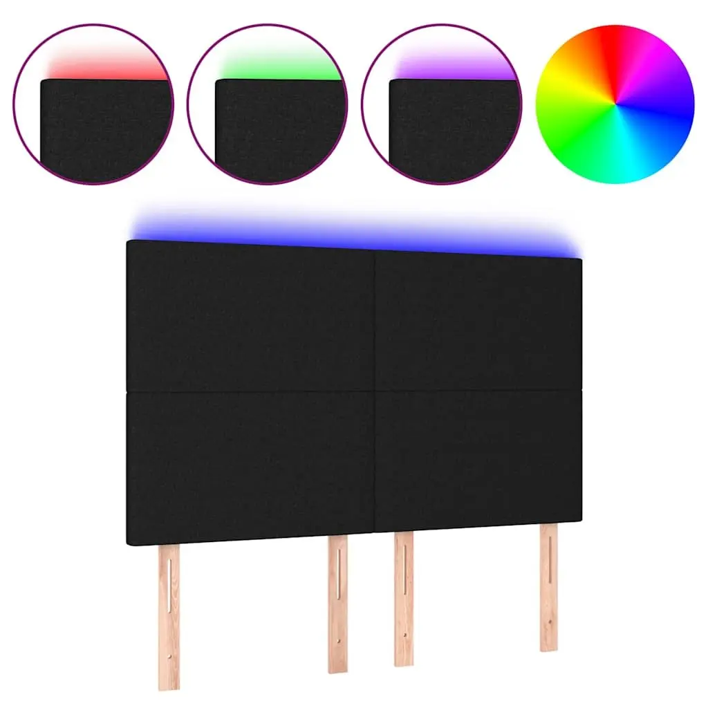 LED Headboard 144cm in Black Fabric