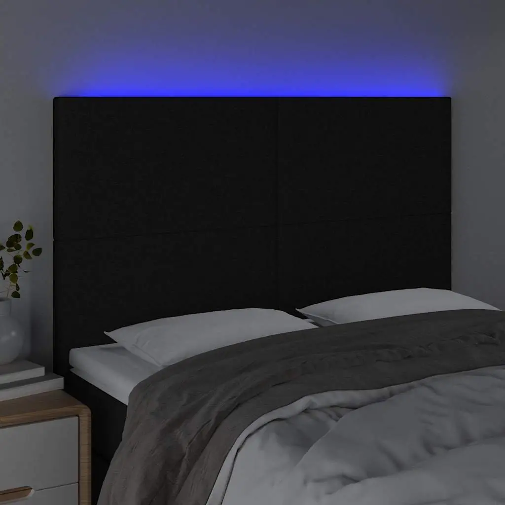 LED Headboard 144cm in Black Fabric