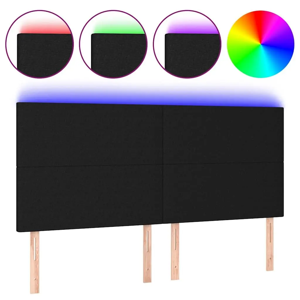 Adjustable Height LED Headboard Black Fabric 160cm Colourful Lighting