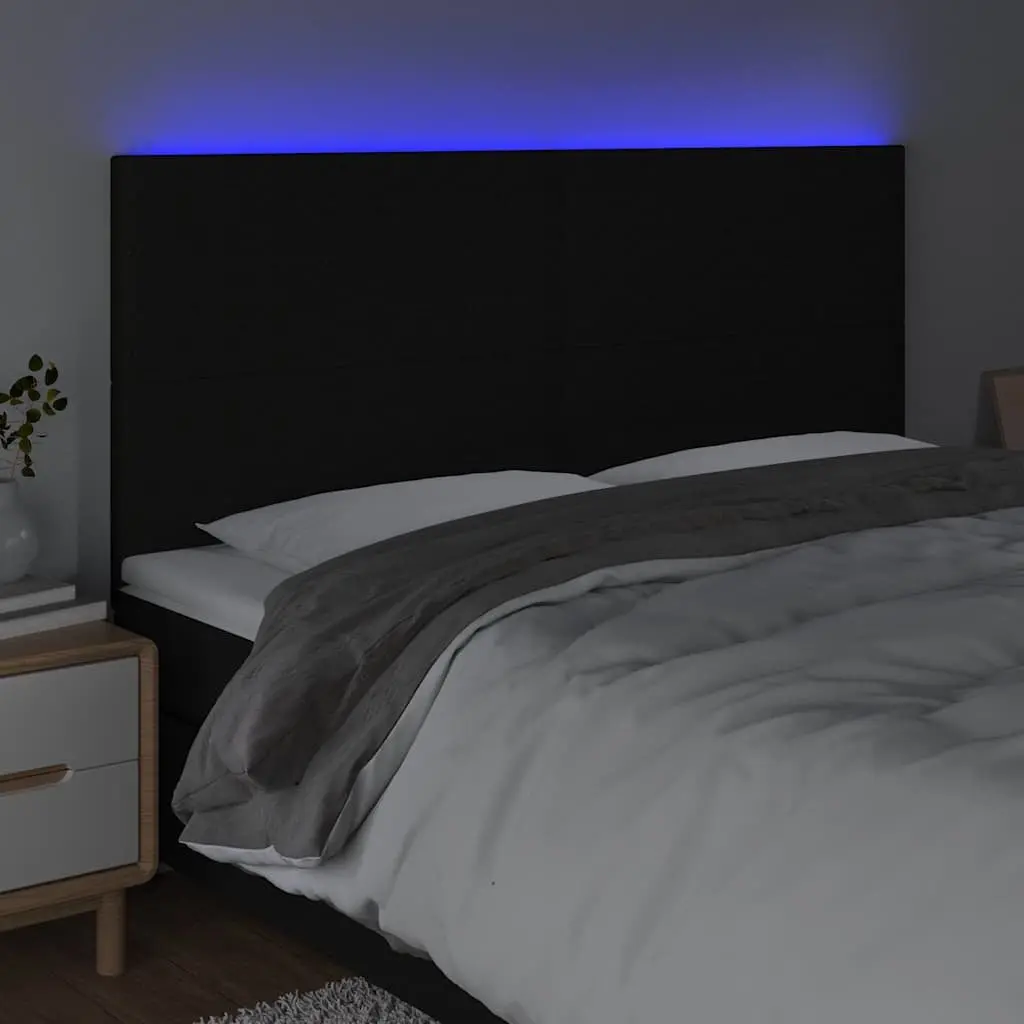 Adjustable Height LED Headboard Black Fabric 160cm Colourful Lighting