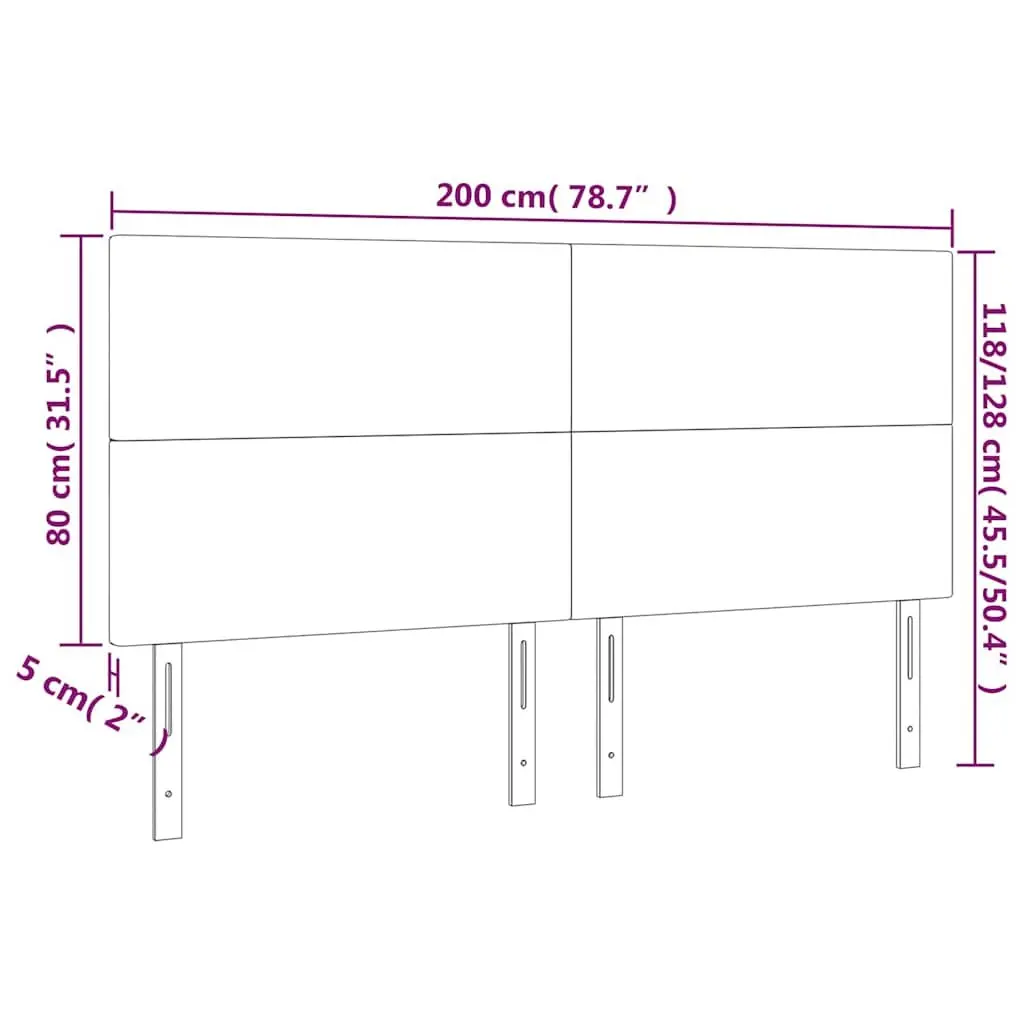 LED Headboard 200 cm Grey Fabric Bed with Adjustable Height Colourful Lights