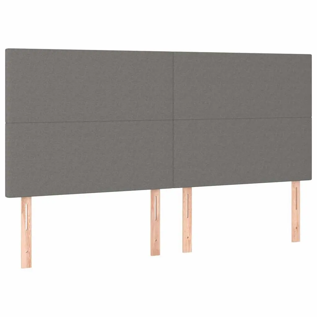 LED Headboard 200 cm Grey Fabric Bed with Adjustable Height Colourful Lights