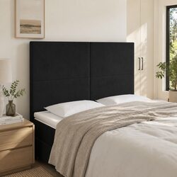 Value-Driven Black LED Headboard 144cm with Soft Velvet