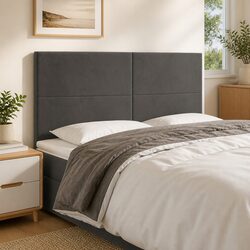 LED Headboard 200cm Grey Velvet Bed Back Panel Adjustable Modern Bedroom Decor