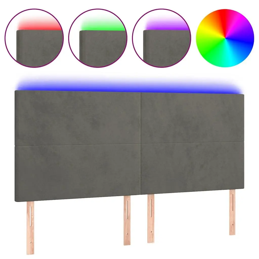 LED Headboard Adjustable 200cm Grey Velvet Bedroom Decor
