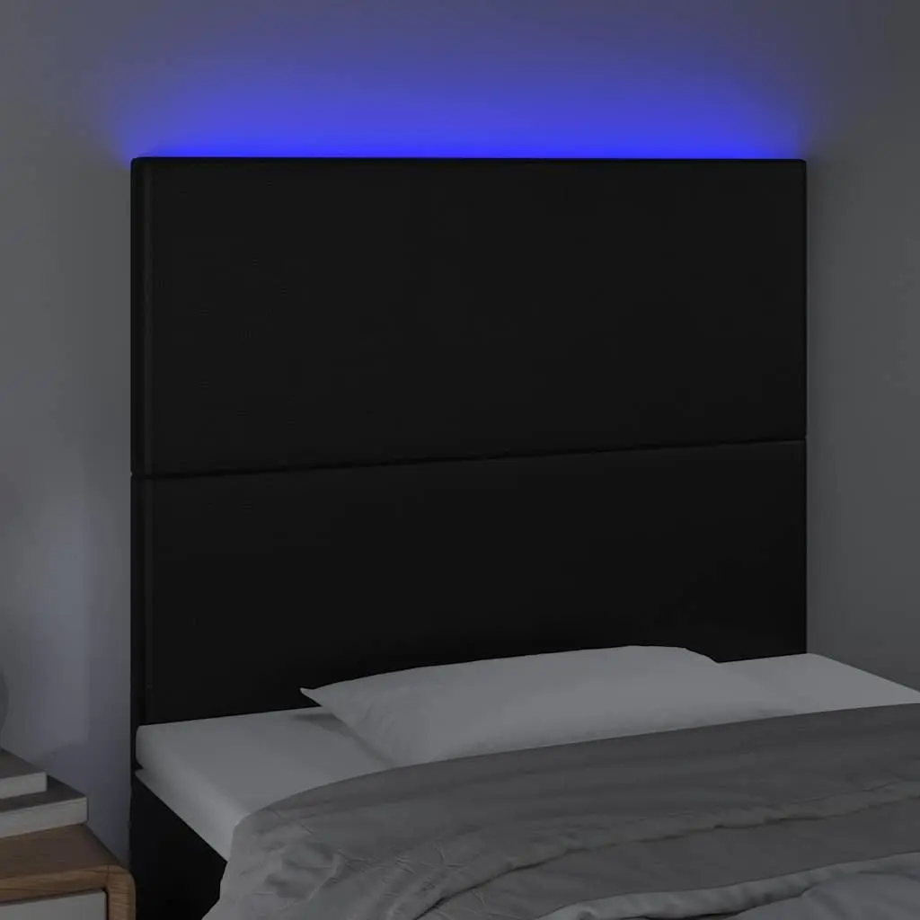 LED Headboard Adjustable 100 cm Black Faux Leather Modern Bedroom Bed Backrest