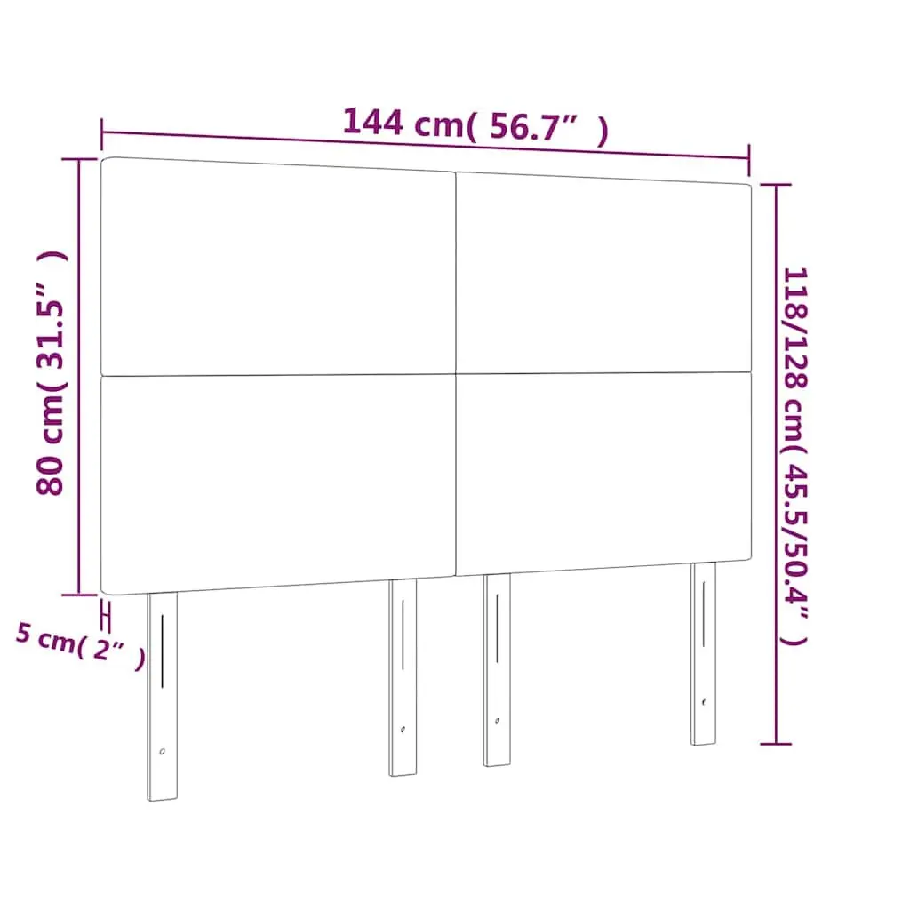 LED Headboard 144cm Black Faux Leather Bed Frame Modern Bedroom Back Support