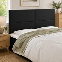 LED Headboard Black 160cm Faux Leather Adjustable Height Modern Bed Headboards