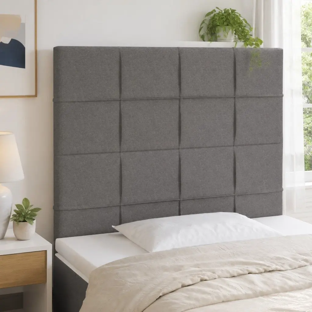 LED Headboard 80cm Adjustable Height Dark Grey Fabric Bedroom Wall Mount