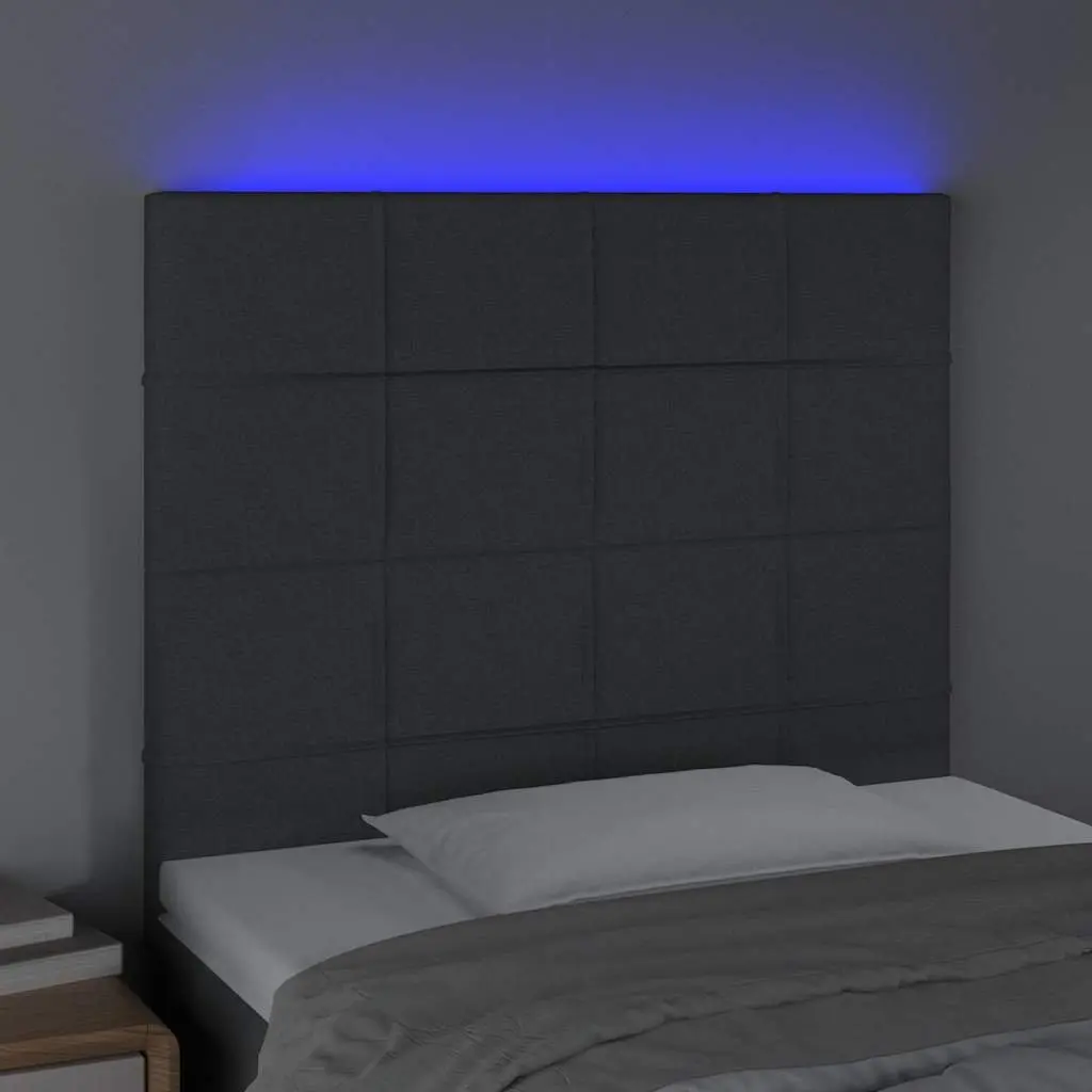 LED Headboard 80cm Adjustable Height Dark Grey Fabric Bedroom Wall Mount