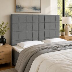 LED Headboard 144cm Dark Grey Fabric Bed Headboard with Colourful Lights
