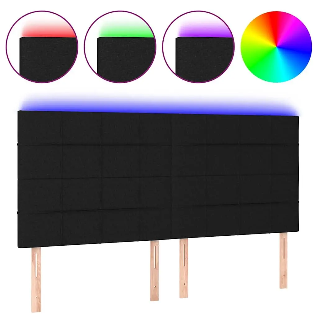 Adjustable Height Black Fabric LED Headboard 160cm Modern Bedroom Wall Mount